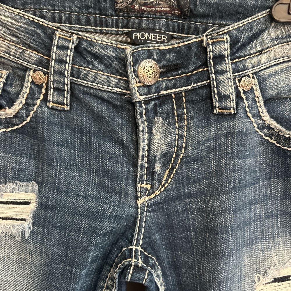 Silver Jeans Co Pioneer Distressed Denim Jeans W28 L35 Contrast Stitching